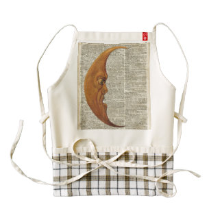 Mistycal Miedieval Moon Face Vintage Illustration Zazzle HEART Apron