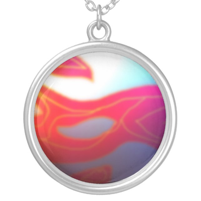 MistyReds  Abstract >Sterling Silverpated Necklace (Front)