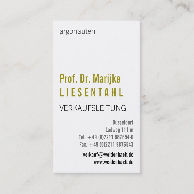 Mit Monogram Hochformat Business Card (Front)
