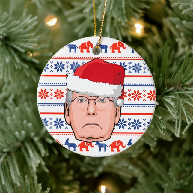 MITCH MCCONNELL CHRISTMAS CERAMIC ORNAMENT (Tree)