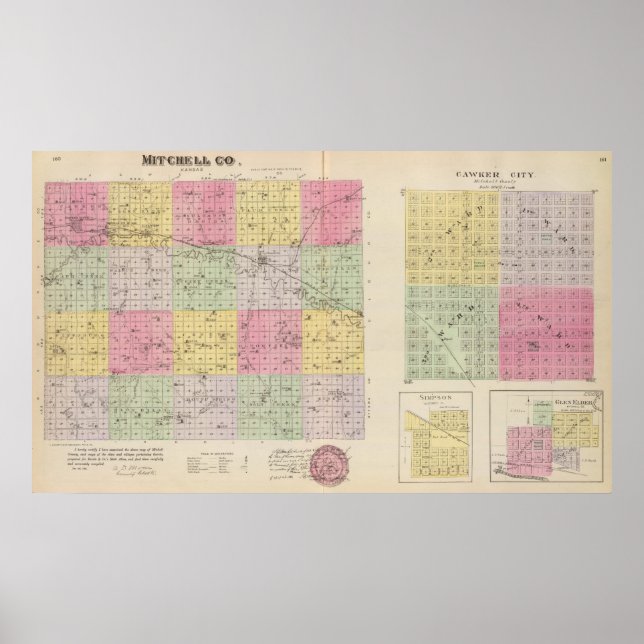 Mitchell County, Cawker City, Simpson, Kansas Poster (Front)