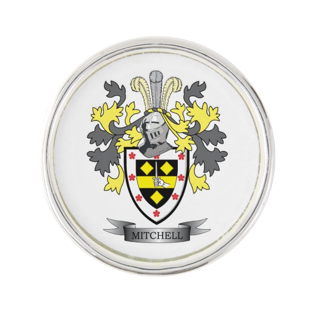Mitchell Family Crest Coat of Arms Lapel Pin (Front)