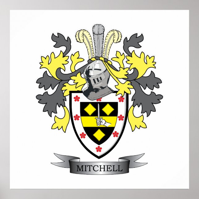 Mitchell Family Crest Coat of Arms Poster (Front)