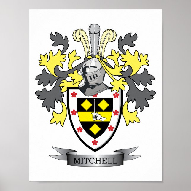 Mitchell Family Crest Coat of Arms Poster (Front)