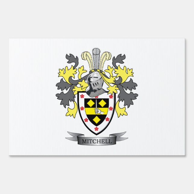 Mitchell Family Crest Coat of Arms Sign (Front)