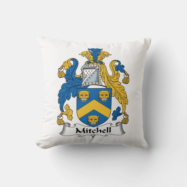 Mitchell Family Crest Throw Pillow (Front)