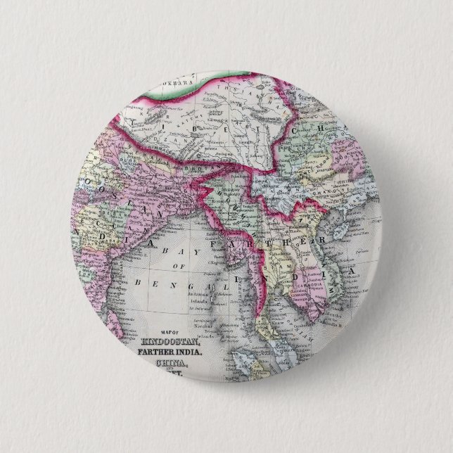 Mitchell Map | India, Tibet, China & SE Asia Button (Front)