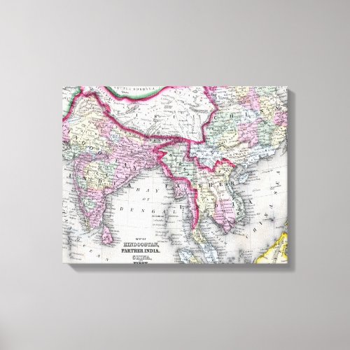 Mitchell Map  India Tibet China  SE Asia Canvas Print