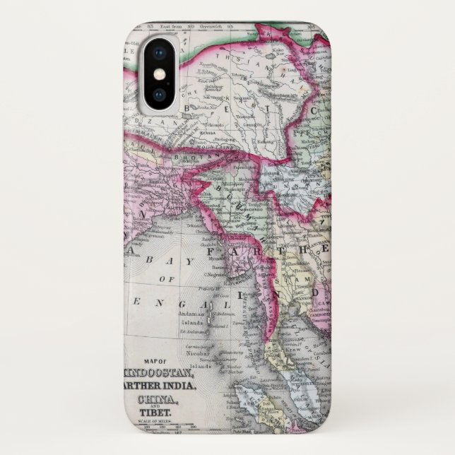 Mitchell Map | India, Tibet, China & SE Asia Case-Mate iPhone Case (Back)