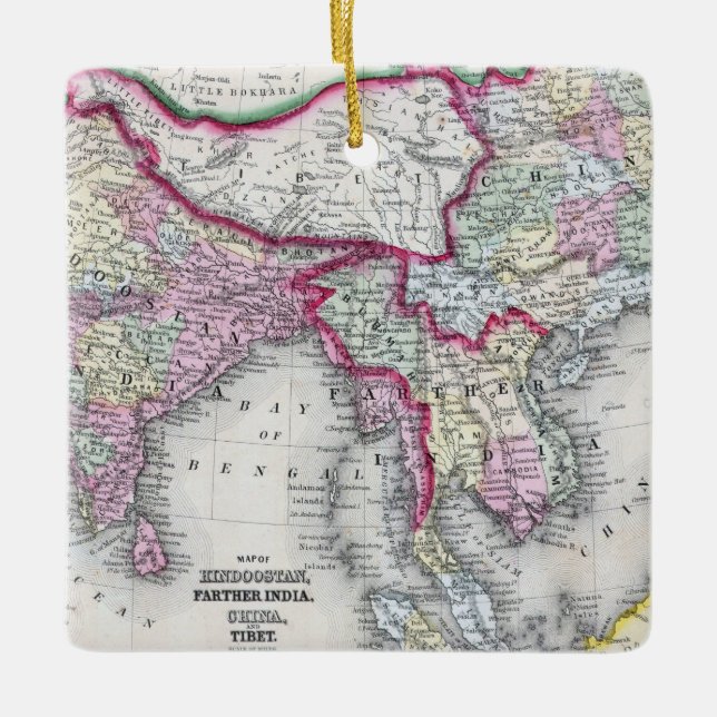 Mitchell Map | India, Tibet, China & SE Asia Ceramic Ornament (Front)