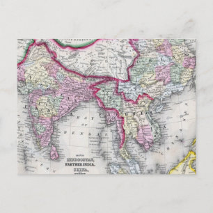 Mitchell Map India, Tibet, China & SE Asia Postcard