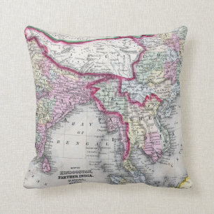 Mitchell Map India, Tibet, China & SE Asia Throw Pillow