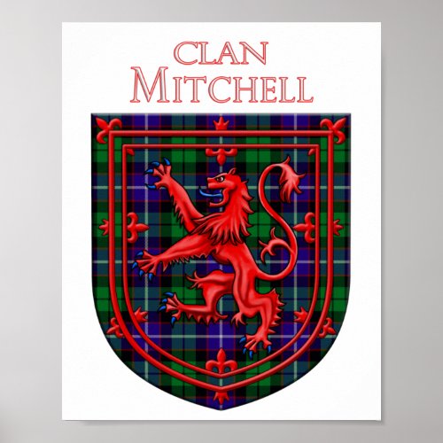 Mitchell Tartan Scottish Plaid Lion Rampant Poster