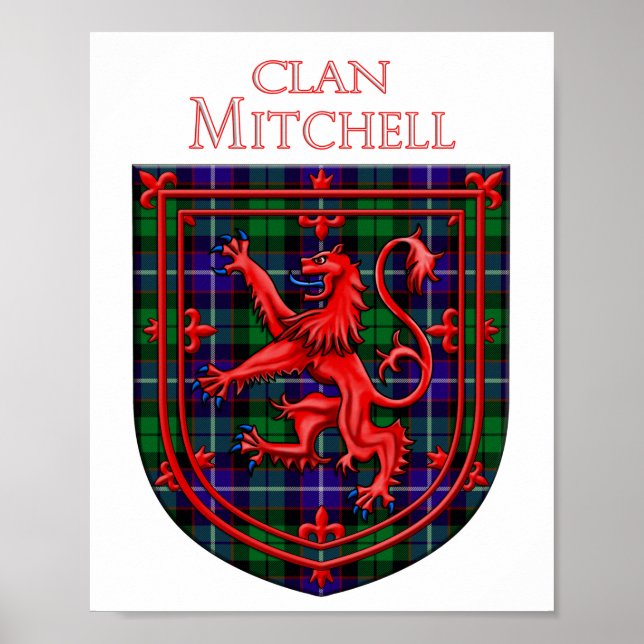 Mitchell Tartan Scottish Plaid Lion Rampant Poster (Front)