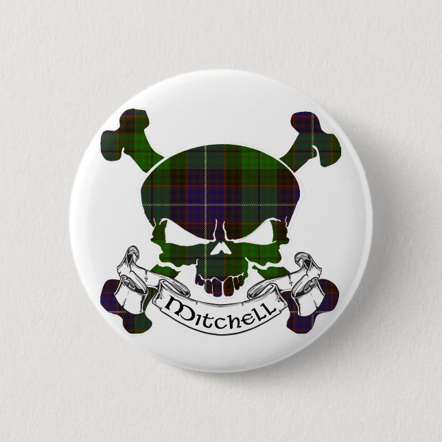 Mitchell Tartan Skull Button (Front)
