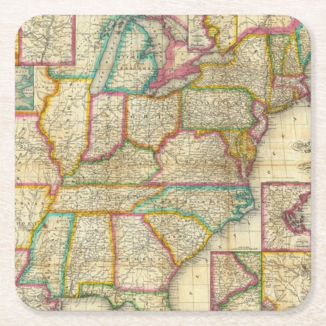 Mitchell's Travellers Guide Square Paper Coaster (Front)