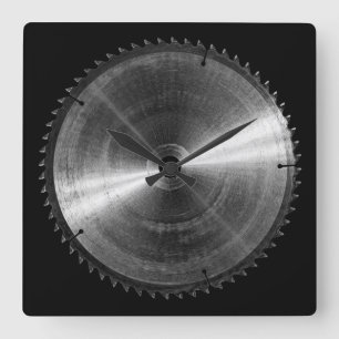 Miter Saw Blade-BW Square Wall Clock