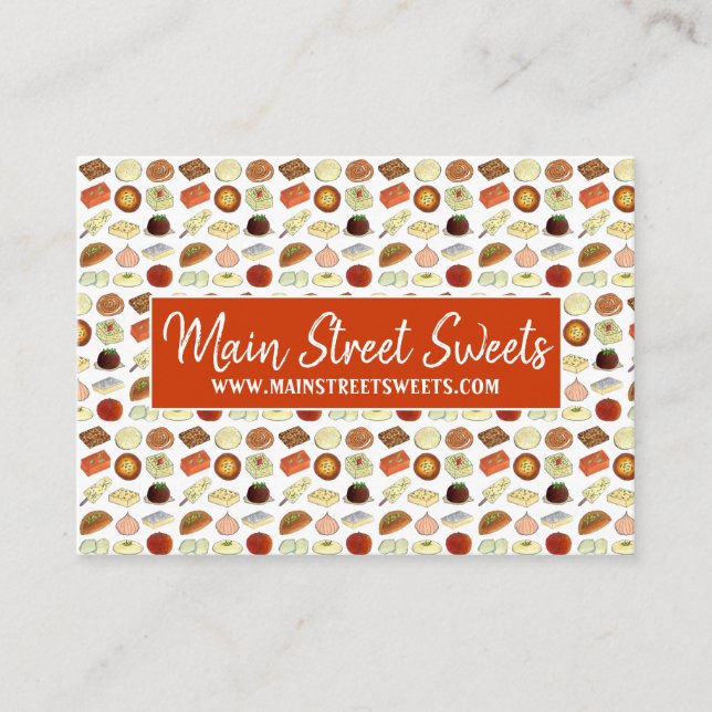Mithai Indian Sweet Shop Confectionery Pastry Chef Business Card (Front)