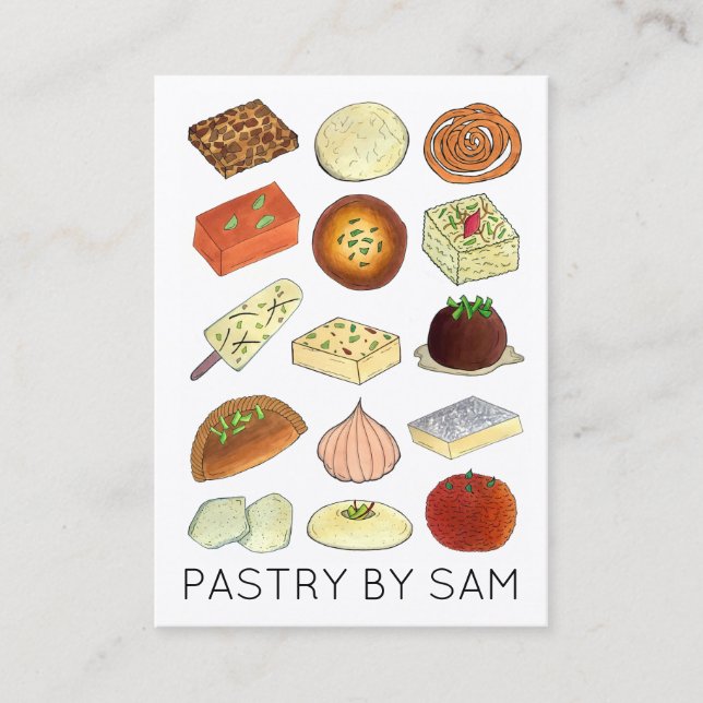 Mithai Indian Sweet Shop Confectionery Pastry Chef Business Card (Front)