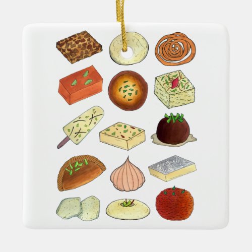 Mithai Indian Sweets Confectionery Desserts India Ceramic Ornament
