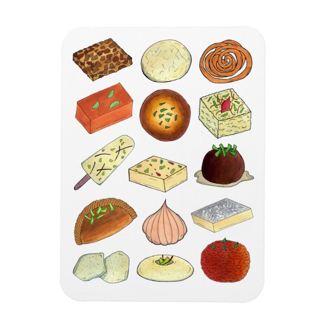 Mithai Indian Sweets Confectionery Desserts India Magnet (Vertical)