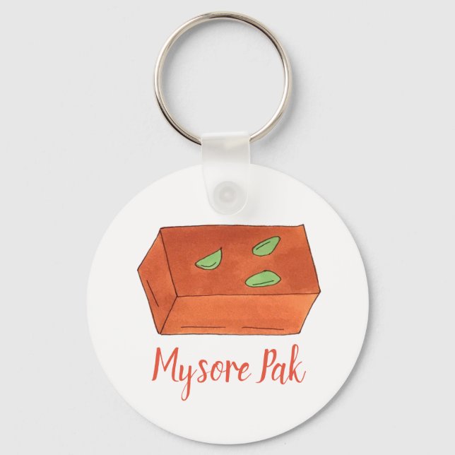 Mithai Indian Sweets Confectionery Mysore Pak Keychain (Front)