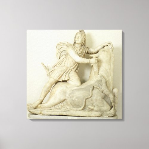 Mithras Sacrificing the Bull Marble relief Roman Canvas Print