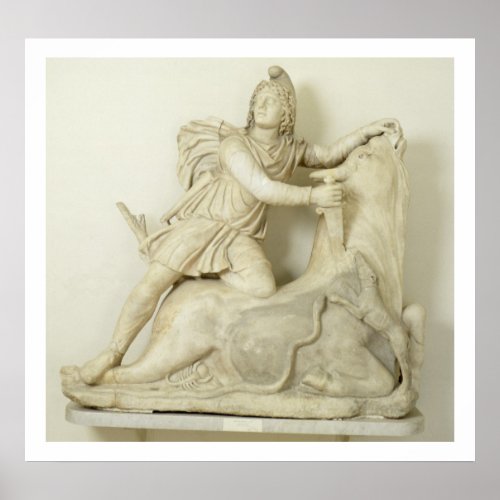 Mithras Sacrificing the Bull Marble relief Roman Poster