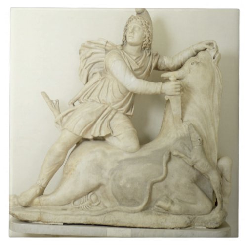 Mithras Sacrificing the Bull Marble relief Roman Tile