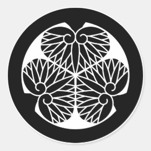 Mito-aoi (17 petals) classic round sticker