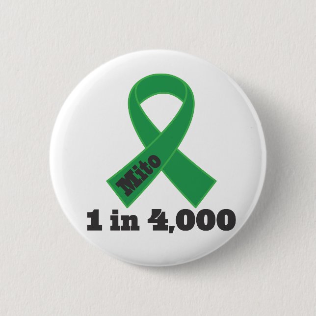 Mito Green Ribbon Awareness 1 in 4000 Pinback Button (Front)
