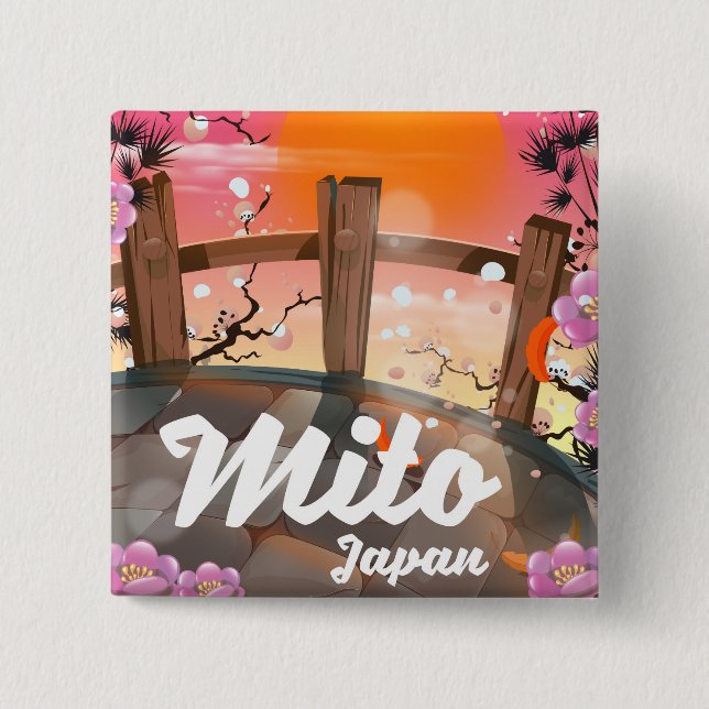 Mito Japan blossom poster. Button (Front)