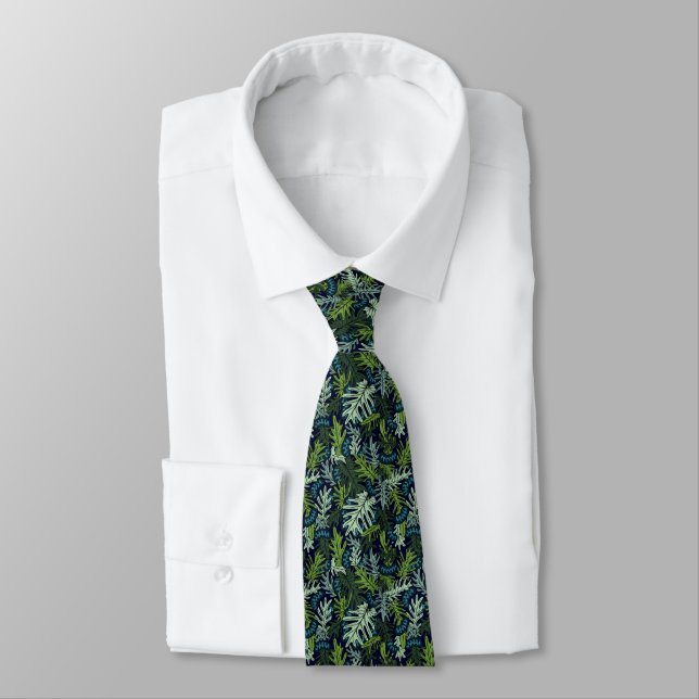 Mitochondria Jungle on Black Neck Tie (Tied)
