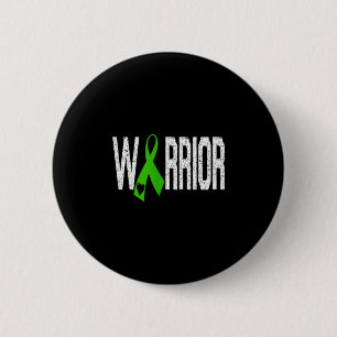 Mitochondrial Disease Warrior Heart Green Ribbon  Button