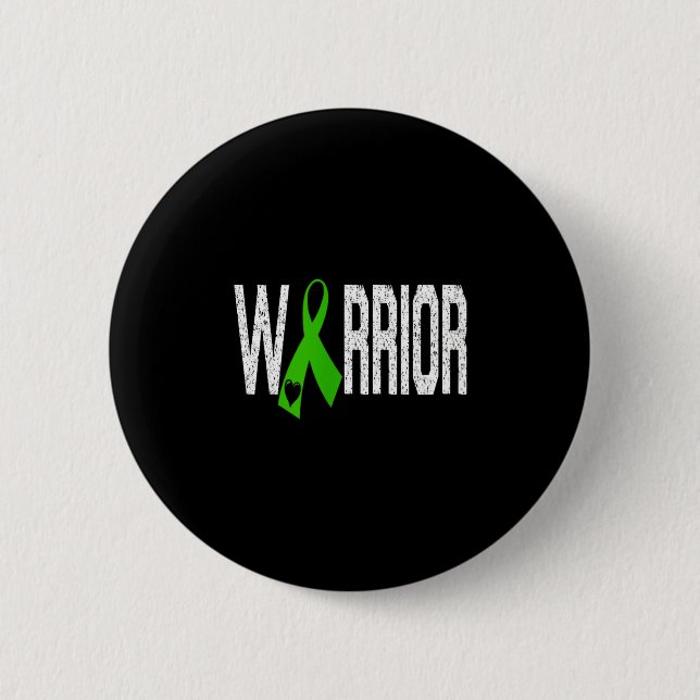 Mitochondrial Disease Warrior Heart Green Ribbon  Button (Front)
