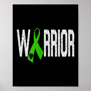 Mitochondrial Disease Warrior Heart Green Ribbon Poster