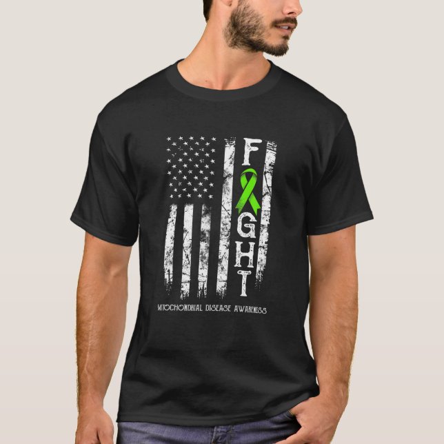Mitochondrial Disease Warrior US Flag T Shirt (Front)