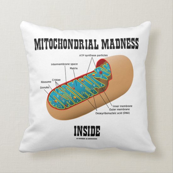 Mitochondrial Madness Inside Mitochondrion Biology Throw Pillow