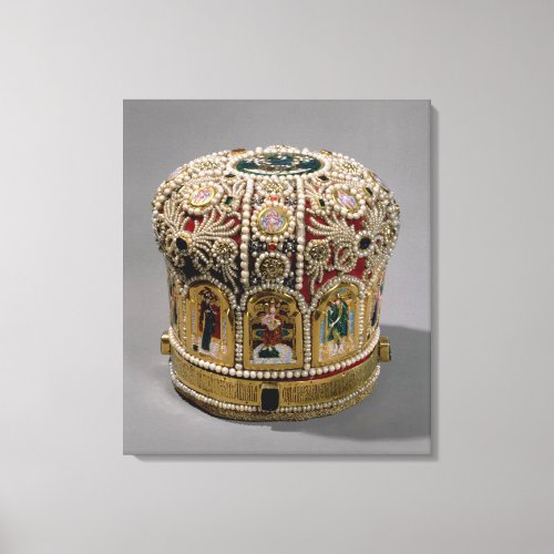 Mitre crown set with pearls and precious canvas print