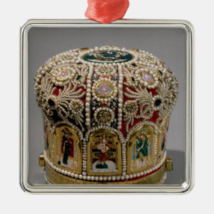 Mitre crown set with pearls and precious metal ornament