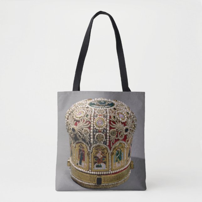 Mitre crown set with pearls and precious tote bag (Front)