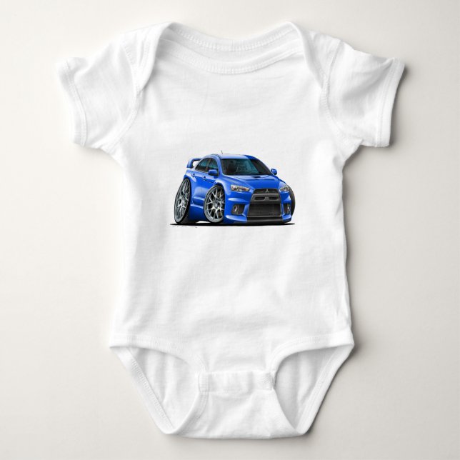 Mitsubishi Evo Blue Car Baby Bodysuit (Front)