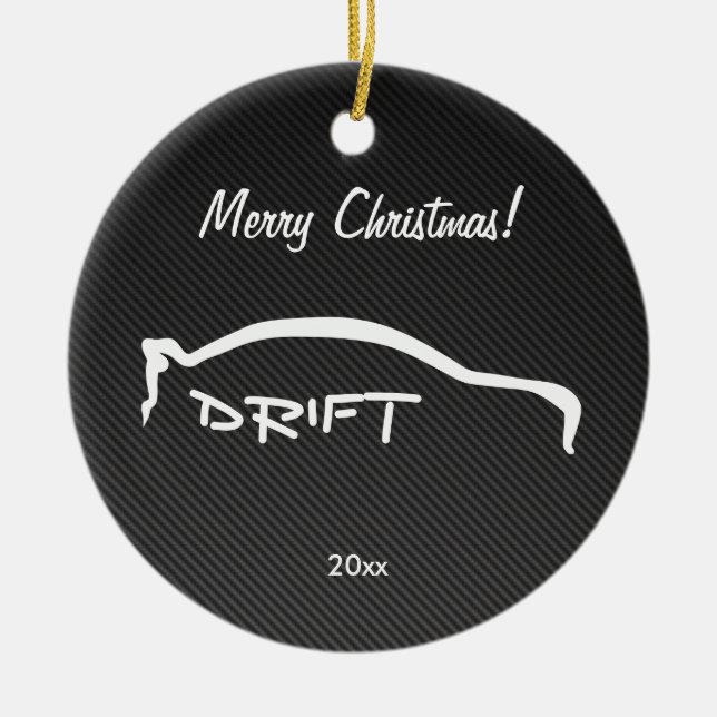 Mitsubishi EVO Drift silhoutte faux carbon Ceramic Ornament (Front)