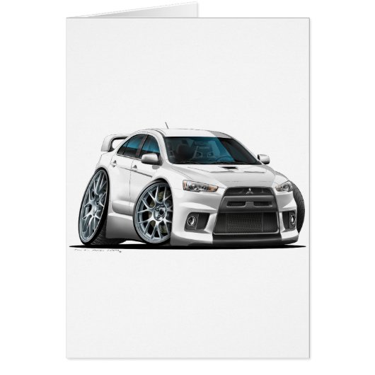 Mitsubishi Evo White Car Cards (Front)