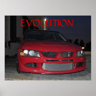 Mitsubishi Evolution At Night Poster