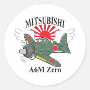 mitsubishi zero classic round sticker