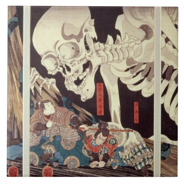 Mitsukini Defying the Skeleton Spectre, c.1845 Tile (Front)
