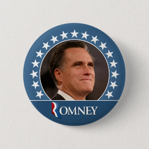 Mitt Romney 2012 - photo pinback with stars Button