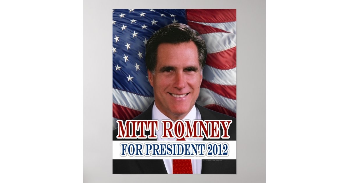 Mitt Romney 2012 Waving Flag Background Poster | Zazzle.com