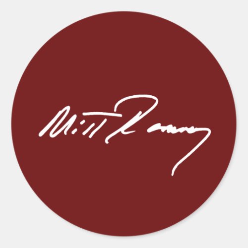 MITT ROMNEY AUTOGRAPH WHITEpng Classic Round Sticker